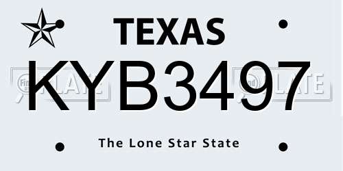 KYB3497 Texas License Plate