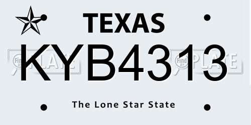 KYB4313 Texas License Plate