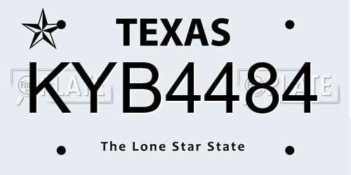 KYB4484 Texas License Plate