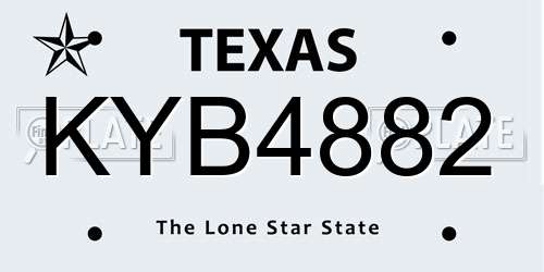 KYB4882 Texas License Plate