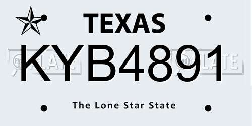 KYB4891 Texas License Plate