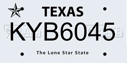 KYB6045 Texas License Plate