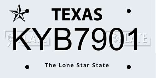 KYB7901 Texas License Plate
