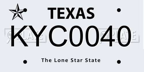 KYC0040 Texas License Plate