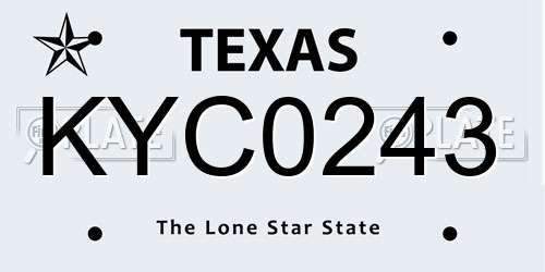 KYC0243 Texas License Plate