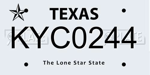 KYC0244 Texas License Plate