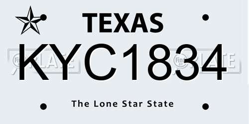 KYC1834 Texas License Plate