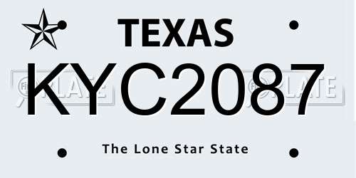 KYC2087 Texas License Plate