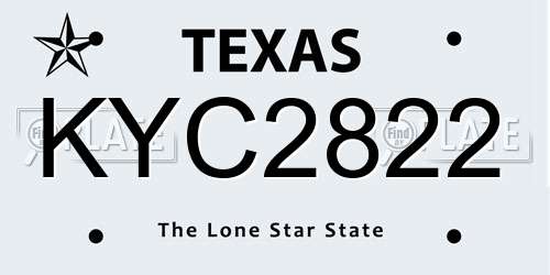 KYC2822 Texas License Plate