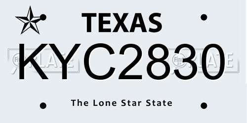 KYC2830 Texas License Plate
