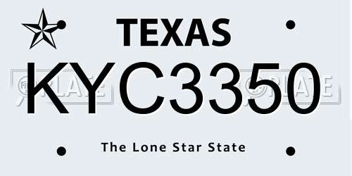KYC3350 Texas License Plate