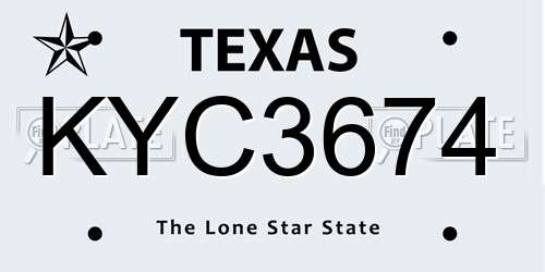 KYC3674 Texas License Plate