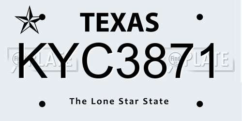KYC3871 Texas License Plate