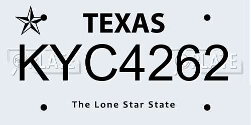 KYC4262 Texas License Plate