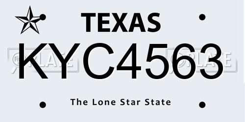 KYC4563 Texas License Plate