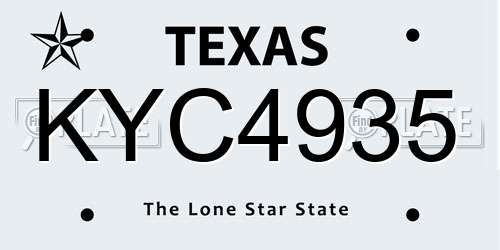 KYC4935 Texas License Plate