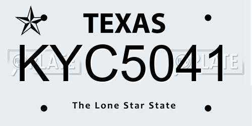 KYC5041 Texas License Plate