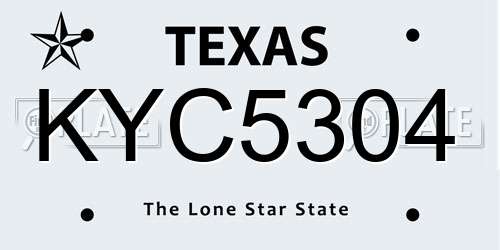 KYC5304 Texas License Plate