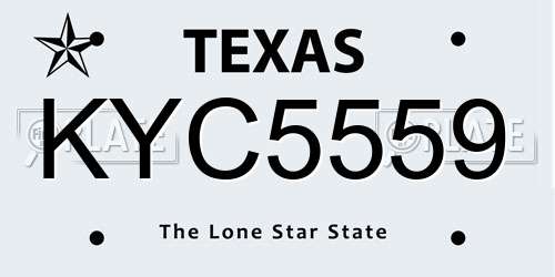 KYC5559 Texas License Plate