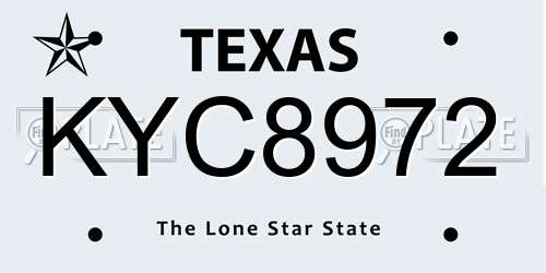 KYC8972 Texas License Plate
