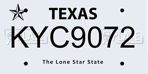 KYC9072 Texas License Plate