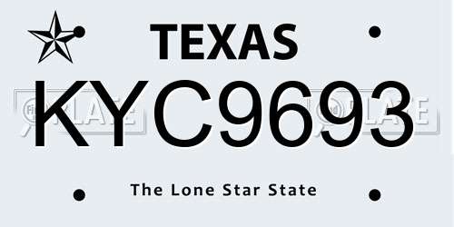 KYC9693 Texas License Plate