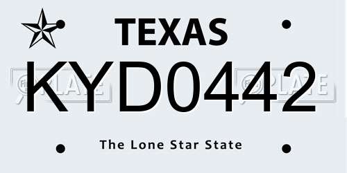 KYD0442 Texas License Plate