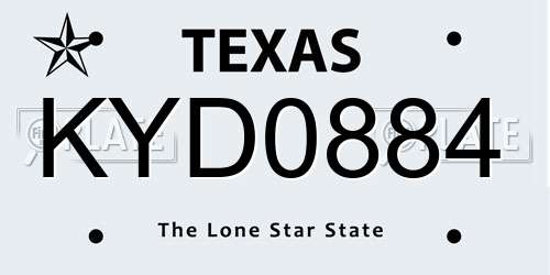 KYD0884 Texas License Plate