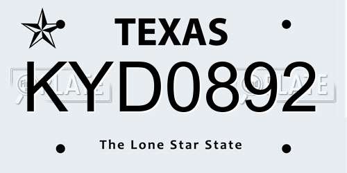 KYD0892 Texas License Plate
