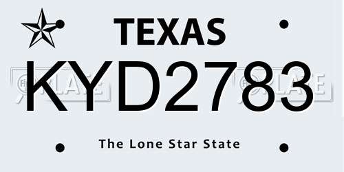 KYD2783 Texas License Plate