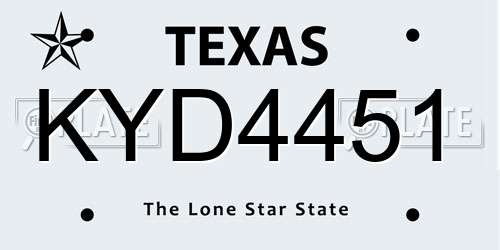 KYD4451 Texas License Plate