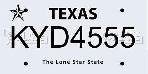 KYD4555 Texas License Plate