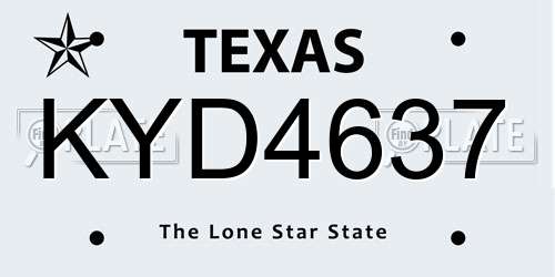 KYD4637 Texas License Plate