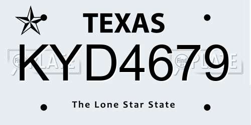 KYD4679 Texas License Plate