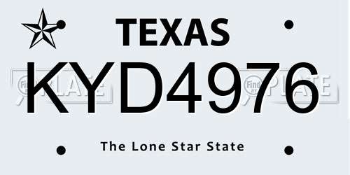KYD4976 Texas License Plate