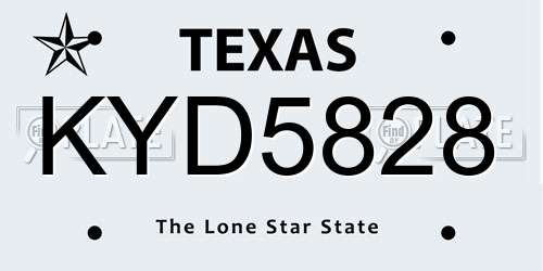 KYD5828 Texas License Plate