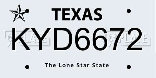 KYD6672 Texas License Plate