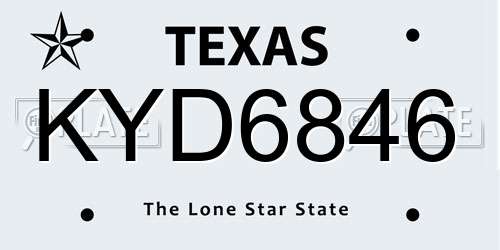 KYD6846 Texas License Plate