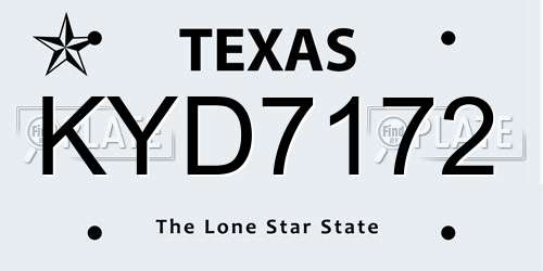 KYD7172 Texas License Plate