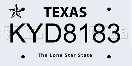 KYD8183 Texas License Plate