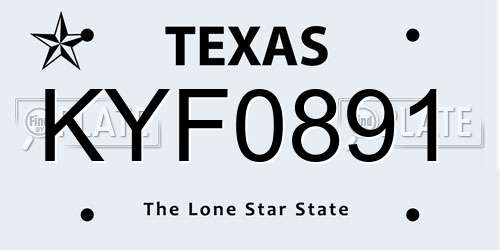 KYF0891 Texas License Plate
