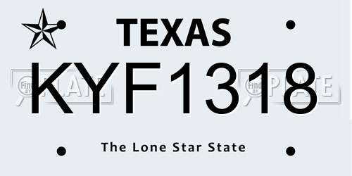 KYF1318 Texas License Plate