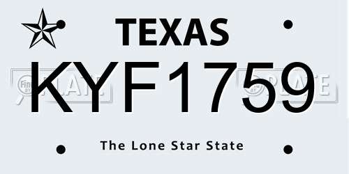 KYF1759 Texas License Plate