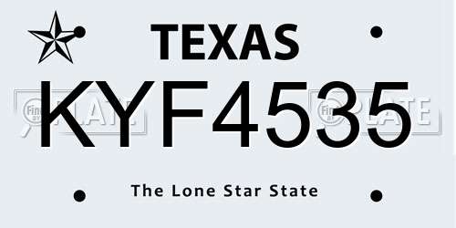 KYF4535 Texas License Plate