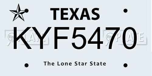 KYF5470 Texas License Plate