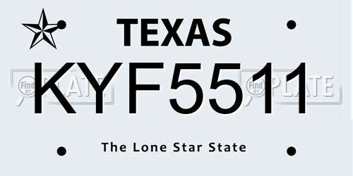 KYF5511 Texas License Plate