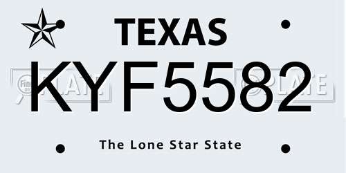 KYF5582 Texas License Plate