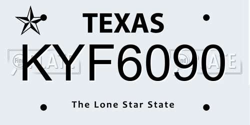 KYF6090 Texas License Plate