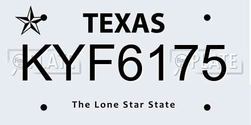 KYF6175 Texas License Plate