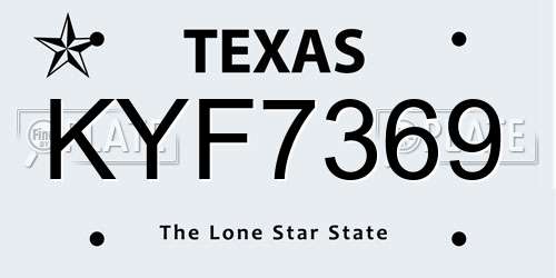 KYF7369 Texas License Plate